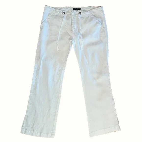 Sanctuary White Linen Straight Leg Pants Sz 10 - Picture 3 of 9